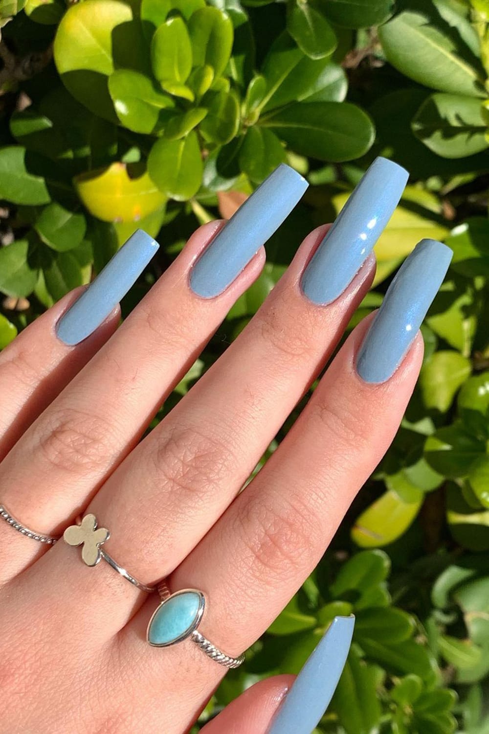 Blue grey nails