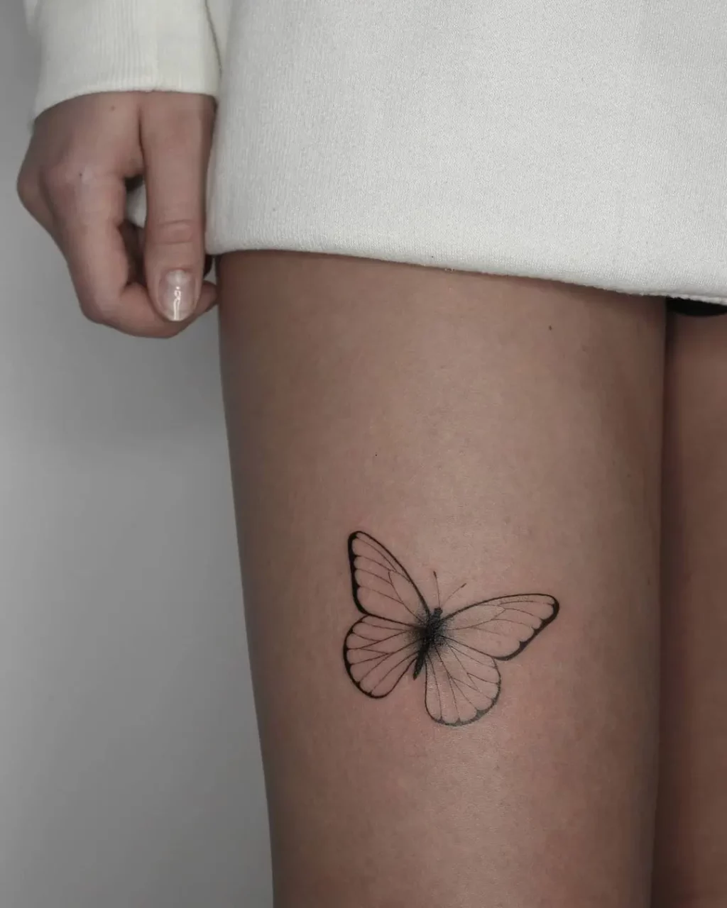 Cute Butterfly Thigh Tattoo For Women