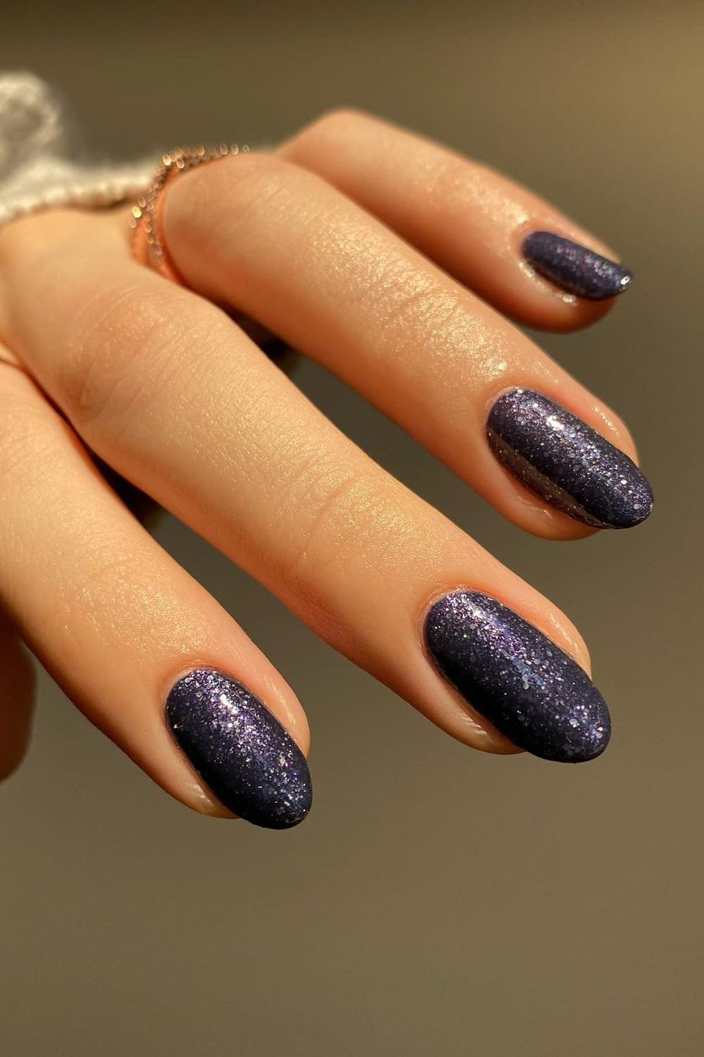 Glitter Dark Blue Nails