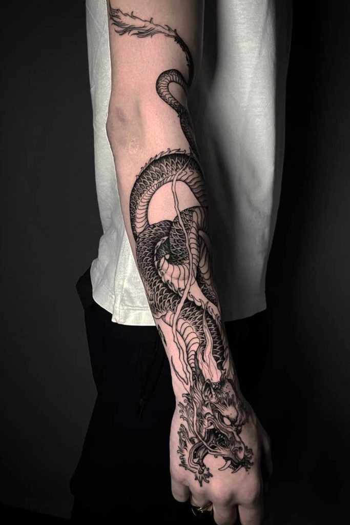 Japanese Dragon Half Sleeve Tattoo